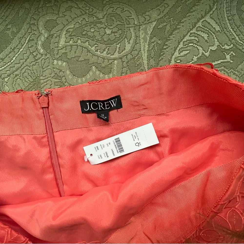 NWT J. Crew Lace Appliqué Mini Skirt Fire Lily Size 16 - Picture 4 of 9